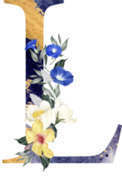 alfabet och siffra blomma vattenfärg bröllop brev png