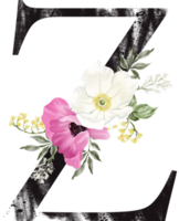 alfabet och siffra blomma vattenfärg bröllop brev png