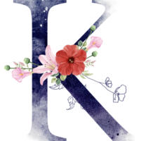 alfabet och siffra blomma vattenfärg bröllop brev png