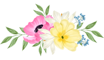 flor guirnalda y ramo de flores acuarela clipart png