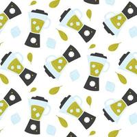 Seamless pattern with smoothie blender in flat style. vector illustration. Smoothie, lemonade or cocktail print.