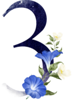 alfabet och siffra blomma vattenfärg bröllop brev png