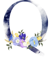 alfabet och siffra blomma vattenfärg bröllop brev png