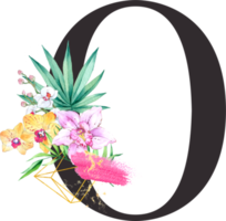 alfabeto e numero orchidea fiore acquerello nozze lettera png