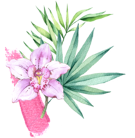 orkide blomma krans och bukett vattenfärg png