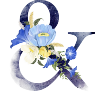 alfabet och siffra blomma vattenfärg bröllop brev png