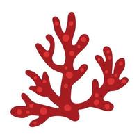 Cute hand drawn red coral. White background, isolate. vector