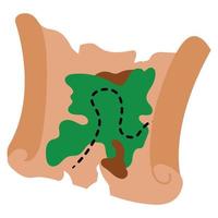 linda mano dibujado tesoro mapa. blanco fondo, aislar. vector