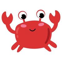 Cute hand drawn red crab.  White background, isolate. Vector illustration.