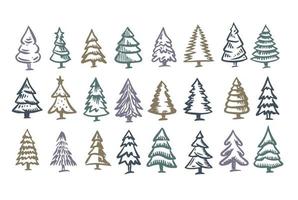 Christmas tree set, Hand drawn illustrations. vector