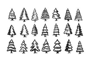 Christmas tree set, Hand drawn illustrations. vector