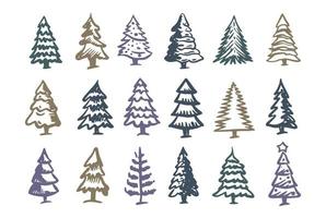 Christmas tree set, Hand drawn illustrations. vector