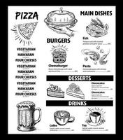 Menu restaurant brochure. Flyer with hand-drawn graphic. vector