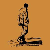 man walking sketch line art vector