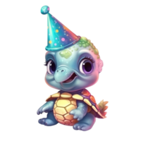 Magical Party turtle AI Generative png