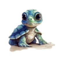 vattenfärg bebis sköldpadda ai generativ png