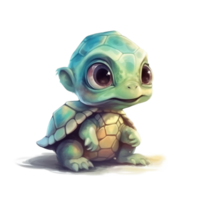 aquarelle bébé tortue ai génératif png