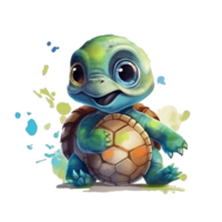 aquarelle bébé tortue ai génératif png