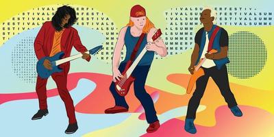 músico con un guitarra. rock guitarrista guitarra jugador metal banda póster vector