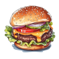 Hamburger Cartoon AI Generative png