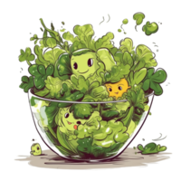 tekenfilm groen salade kom ai generatief png