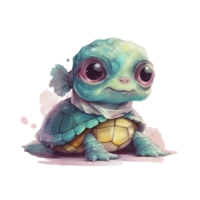 aquarelle bébé tortue ai génératif png