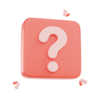 3D render Question mark speech bubble icon. Message box with question sign. png
