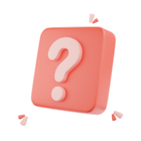 3D render Question mark speech bubble icon. Message box with question sign. png