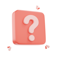 3D render Question mark speech bubble icon. Message box with question sign. png