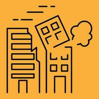 War and bombardment demolition disaster destroyed city building icon. Simple illustration of demolition city building vector icon for web.