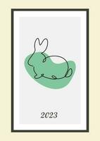 Year of the Rabbit. Rabbit one line continuous drawing. Hare continuous one line illustration. Chinese Lunar Year. Vector illustration.