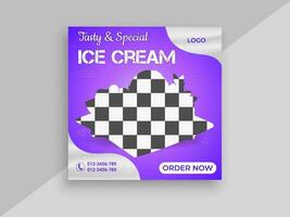 púrpura hielo crema publicidad enviar diseño modelo vector
