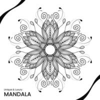 mandala pattern design template with leaf shape vector