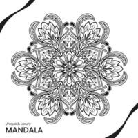 mandala pattern design template with abstract leaf shape vector