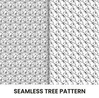 seamless hand drawn tree pattern template design vector