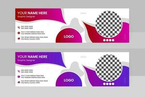 set of vector social media cover design or abstract email signature template