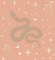 esoteric snake and witchs hand seamless pattern. vector