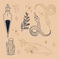 hand drawn flat esoteric elements collection vector