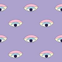 Psychedelic y2k magic kaleidoscopic abstract eye seamless pattern. Vintage vibe providence eyes that follows you background. Funny template for cover textile wrapping paper decor. Vector illustration.