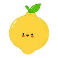 Lemon character. Vector hand drawn cartoon kawaii character illustration icon. Isolated on white background. Lemon fruit character concept