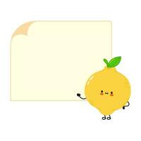 Cute funny lemon poster character. Vector hand drawn cartoon kawaii character illustration. Isolated white background. Lemon poster
