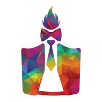 Hot businessman with a torch in the form of a triangle. Vector illustration.