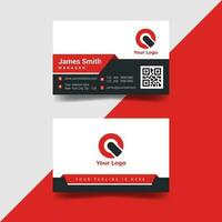 Modern Red and Black Business Card Design, ID card design, horizontal simple clean template vector design