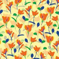 seamless  flowers field pattern on yellow  background , greeting card or fabric vector