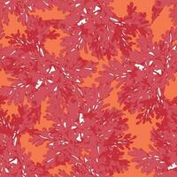 seamless red camouflage with mixed leaves pattern on orange background for fashion fabric vector