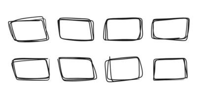 Vector set of scribble doodle frames. Geometric rectangle border isolated on white background