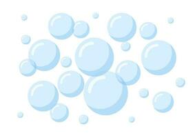 Blue soap bubbles isolated on a white background. Vector illustration