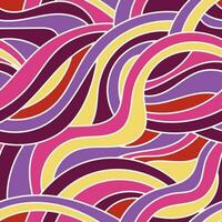 Seamless pattern with wavy psychedelic stripes. 1960s style retro background. vector