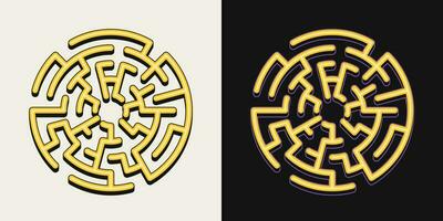 Small labyrinth in vintage style. Design element for esoteric, mystical surreal concepts, answer search, spiritual quest. vector