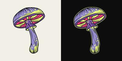 Fantasy magic mushroom. Bright unusual fungus. Good for groovy, hippie, mystical style vector